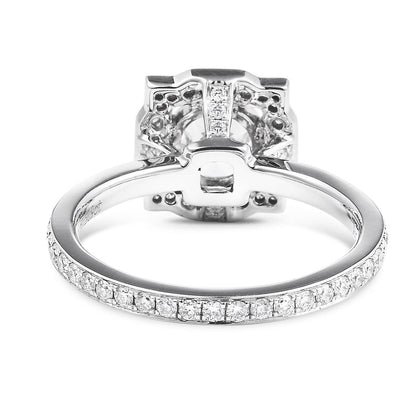 18K White Gold Statement Ring With 0.91 TCW Round Shape Natural Diamond, IGI Certified