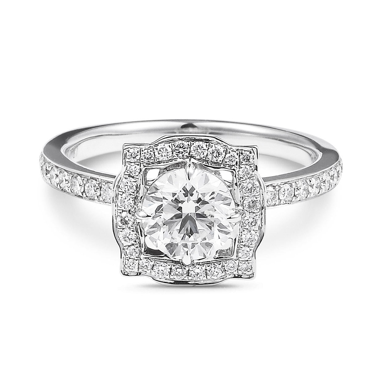 18K White Gold Statement Ring With 0.91 TCW Round Shape Natural Diamond, IGI Certified