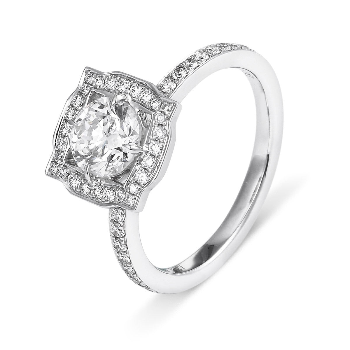 18K White Gold Statement Ring With 0.91 TCW Round Shape Natural Diamond, IGI Certified