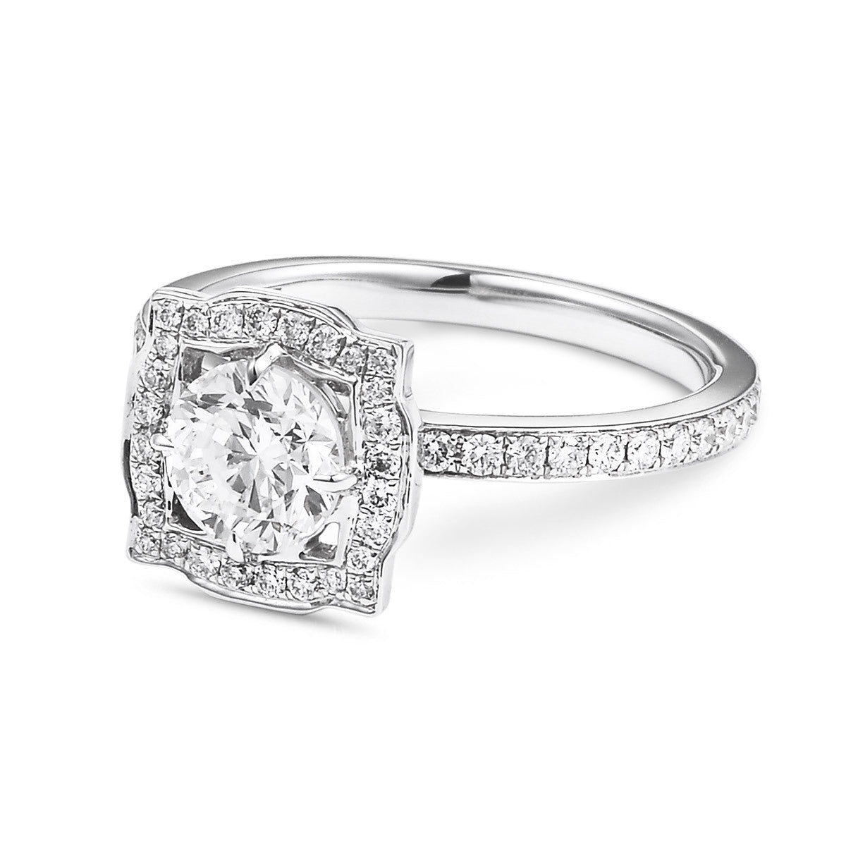 18K White Gold Statement Ring With 0.91 TCW Round Shape Natural Diamond, IGI Certified