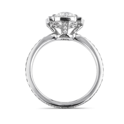 18K White Gold Statement Ring With 0.91 TCW Round Shape Natural Diamond, IGI Certified
