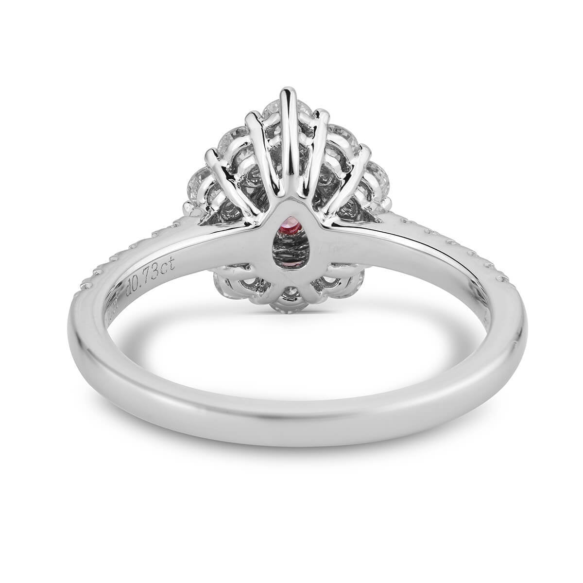18K White Gold Statement Ring With 0.20 TCW Pink Pear Shape Natural Diamond, GIA Certified