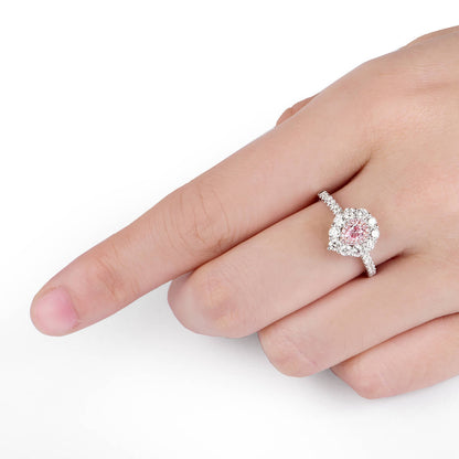 18K White Gold Statement Ring With 0.20 TCW Pink Pear Shape Natural Diamond, GIA Certified