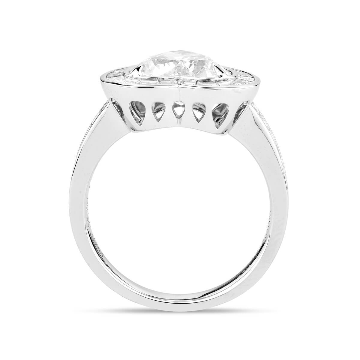 18K White Gold Statement Ring With 2.01 TCW Heart Shape Natural Diamond, GIA Certified