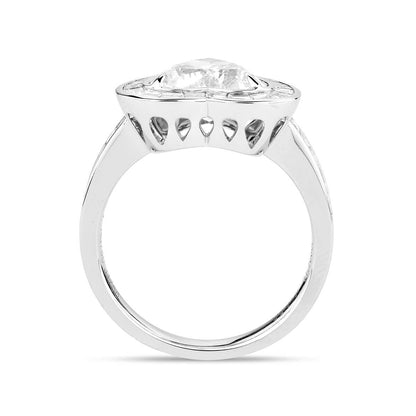 18K White Gold Statement Ring With 2.01 TCW Heart Shape Natural Diamond, GIA Certified