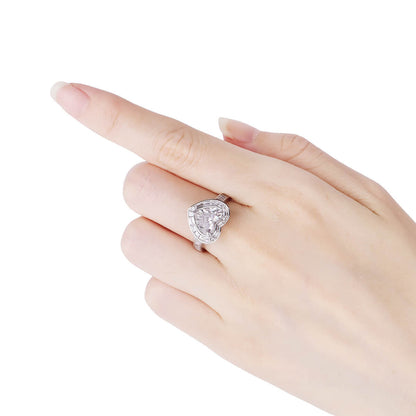 18K White Gold Statement Ring With 2.01 TCW Heart Shape Natural Diamond, GIA Certified