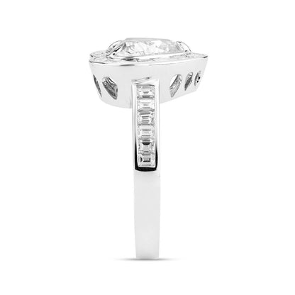18K White Gold Statement Ring With 2.01 TCW Heart Shape Natural Diamond, GIA Certified