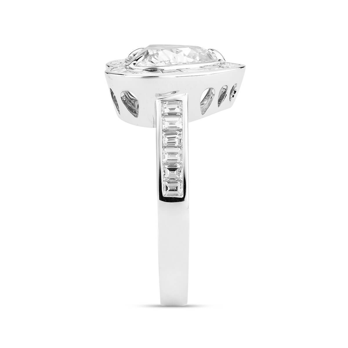 18K White Gold Statement Ring With 2.01 TCW Heart Shape Natural Diamond, GIA Certified