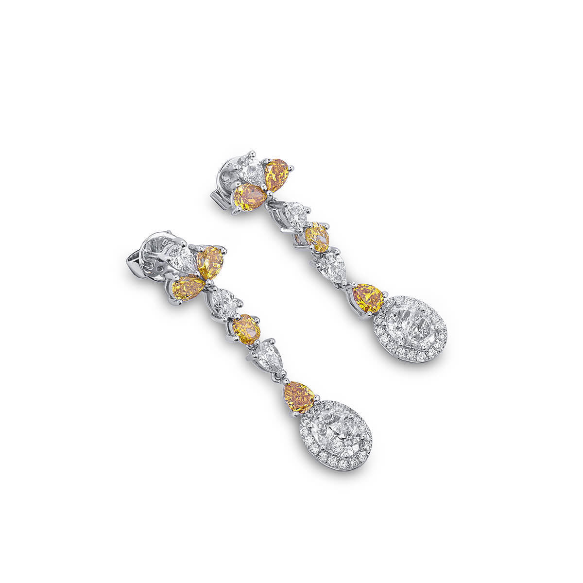 18K White Gold Statement Earrings With 2.73 TCW Pear Shape Natural Diamond, EG_LAB Certified