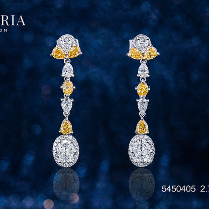 18K White Gold Statement Earrings With 2.73 TCW Pear Shape Natural Diamond, EG_LAB Certified
