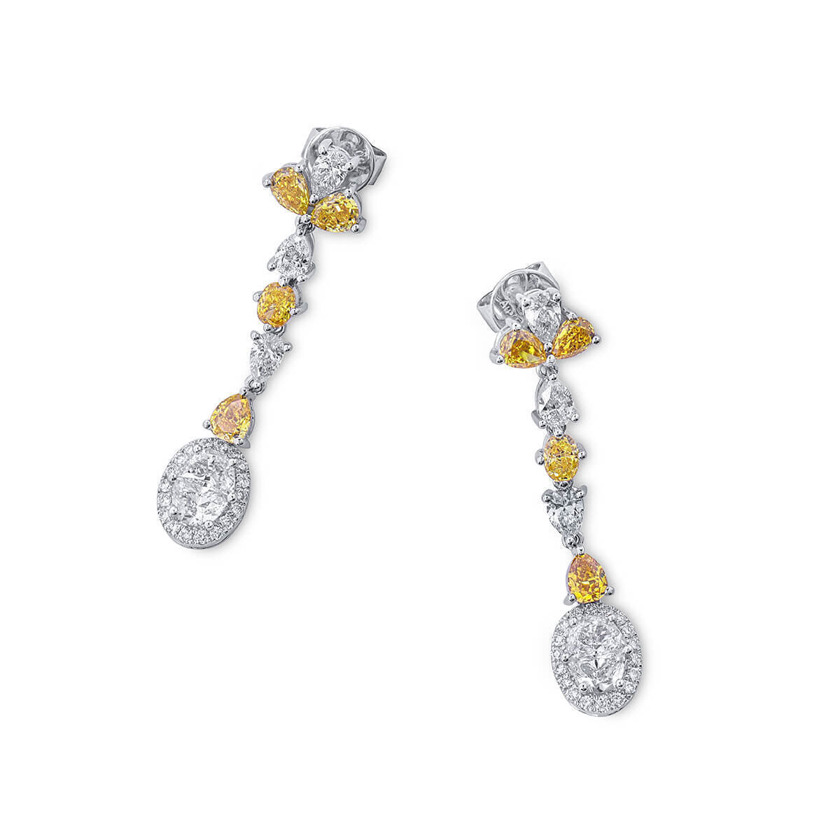 18K White Gold Statement Earrings With 2.73 TCW Pear Shape Natural Diamond, EG_LAB Certified