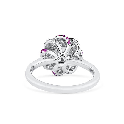 18K White Gold Statement Ring With 1.00 TCW Round Shape Natural Diamond, GIA Certified