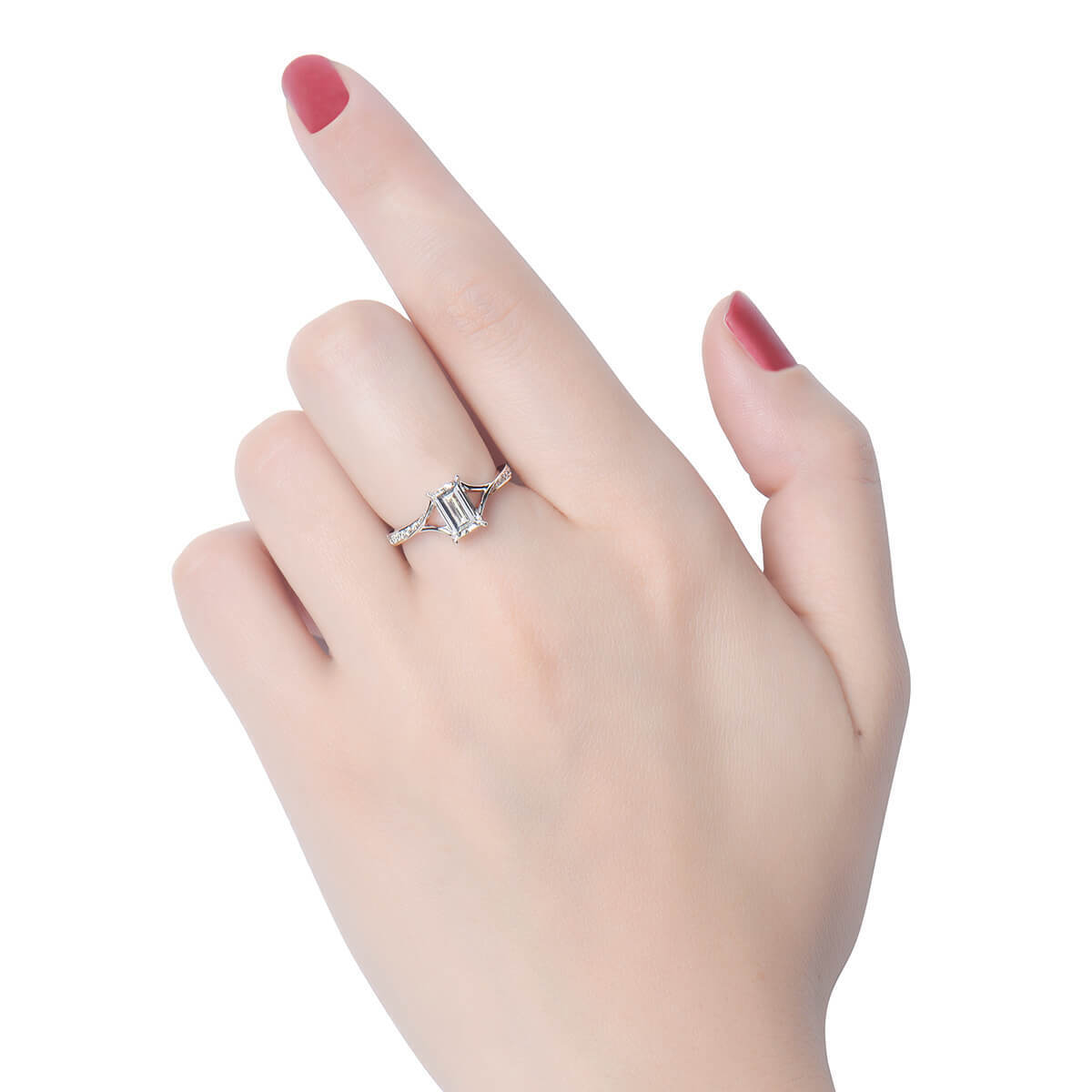 18K White Gold Statement Ring With 1.01 TCW Baguette Shape Natural Diamond, GIA Certified