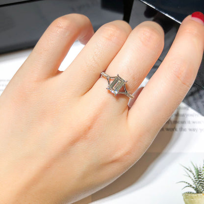 18K White Gold Statement Ring With 1.01 TCW Baguette Shape Natural Diamond, GIA Certified