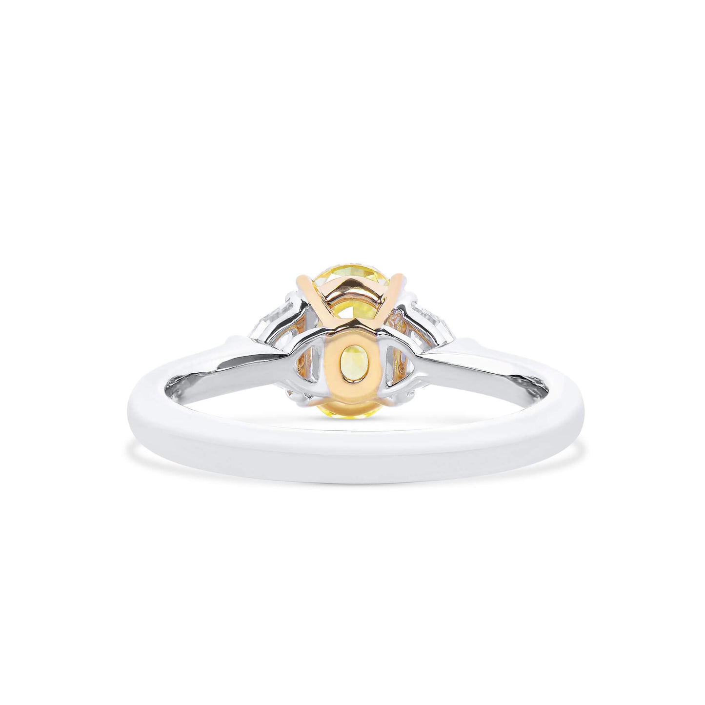 18K White & Yellow Gold Statement Ring With 1.27 TCW Yellow Oval Shape Natural Diamond, GIA Certified