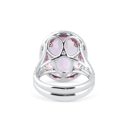 18K White Gold Statement Ring With 11.08 TCW Oval Shape Natural Morganite, IGL Certified
