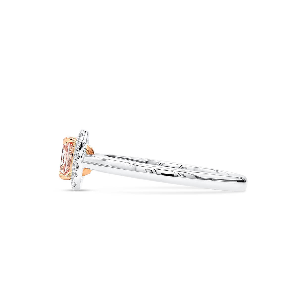 18K White Gold Statement Ring With 0.66 TCW Pink Radiant Shape Natural Diamond, GIA Certified