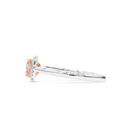 18K White Gold Statement Ring With 0.66 TCW Pink Radiant Shape Natural Diamond, GIA Certified