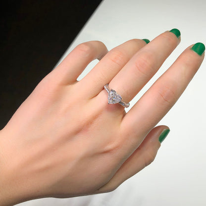 18K White Gold Statement Ring With 2.01 TCW Heart Shape Natural Diamond, GIA Certified