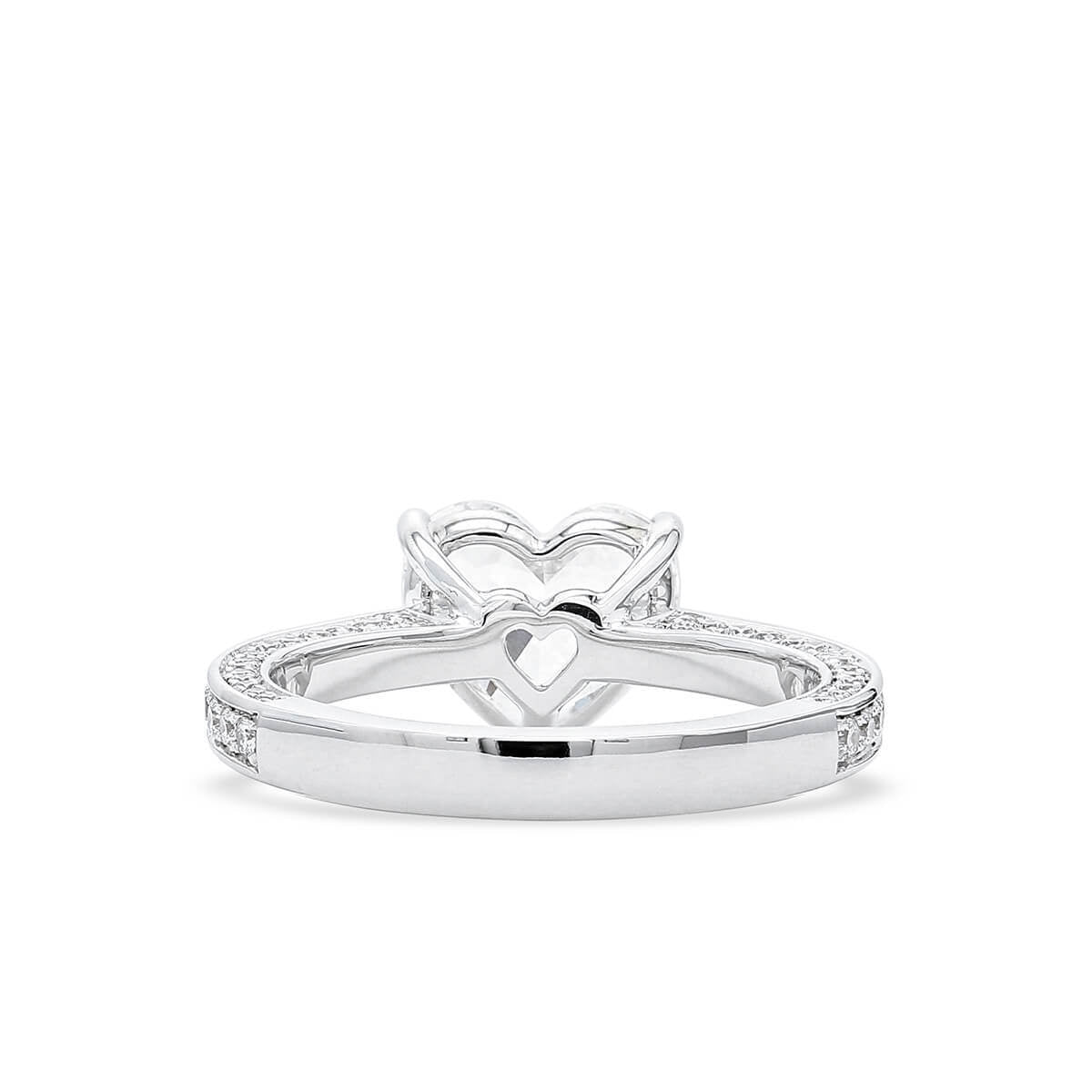 18K White Gold Statement Ring With 2.01 TCW Heart Shape Natural Diamond, GIA Certified