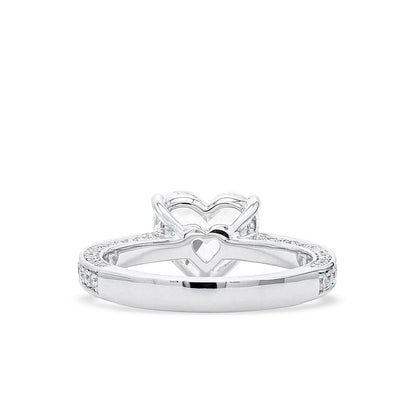 18K White Gold Statement Ring With 2.01 TCW Heart Shape Natural Diamond, GIA Certified