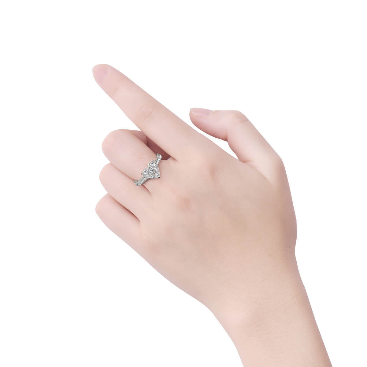 18K White Gold Statement Ring With 2.01 TCW Heart Shape Natural Diamond, GIA Certified