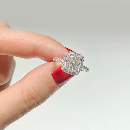 18K White Gold Statement Ring With 2.01 TCW Cushion Shape Natural Diamond, GIA Certified