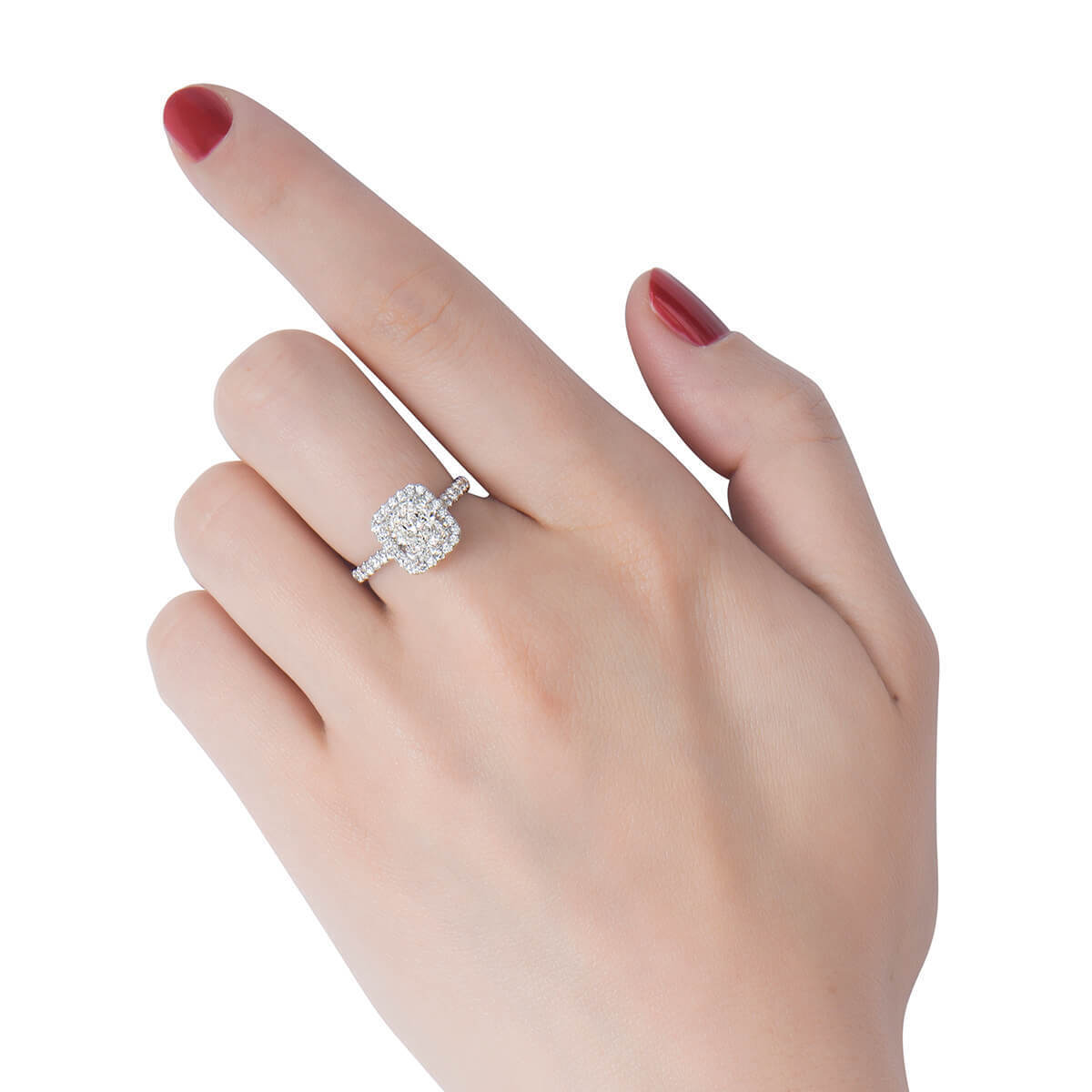 18K White Gold Statement Ring With 2.01 TCW Cushion Shape Natural Diamond, GIA Certified