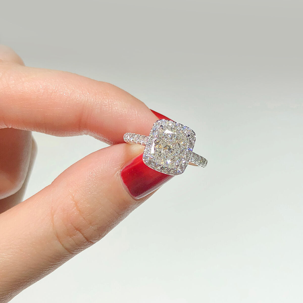 18K White Gold Statement Ring With 2.01 TCW Cushion Shape Natural Diamond, GIA Certified