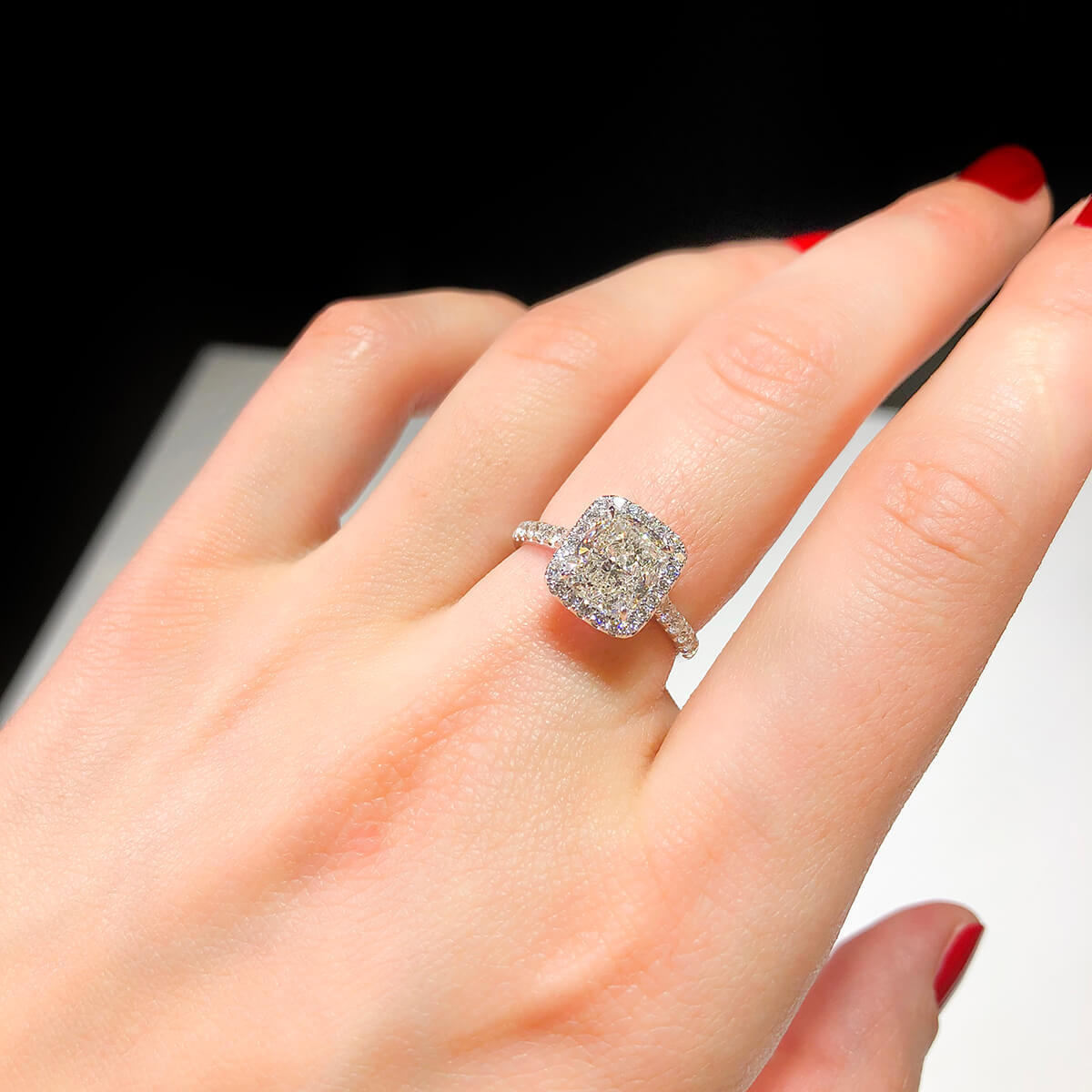 18K White Gold Statement Ring With 2.01 TCW Cushion Shape Natural Diamond, GIA Certified