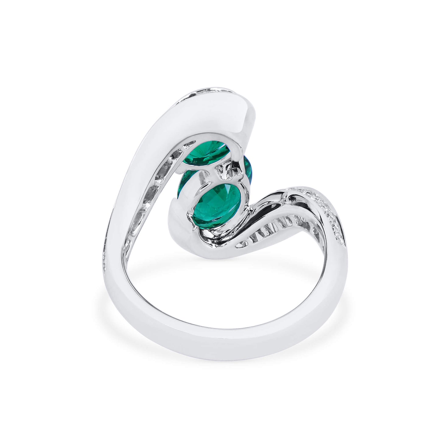 18K White Gold Statement Ring With 2.22 TCW Oval Shape Natural Emerald, GRS Certified