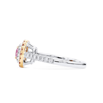 18K White & Rose Gold Statement Ring With 0.50 TCW Pink Radiant Shape Natural Diamond, GIA Certified