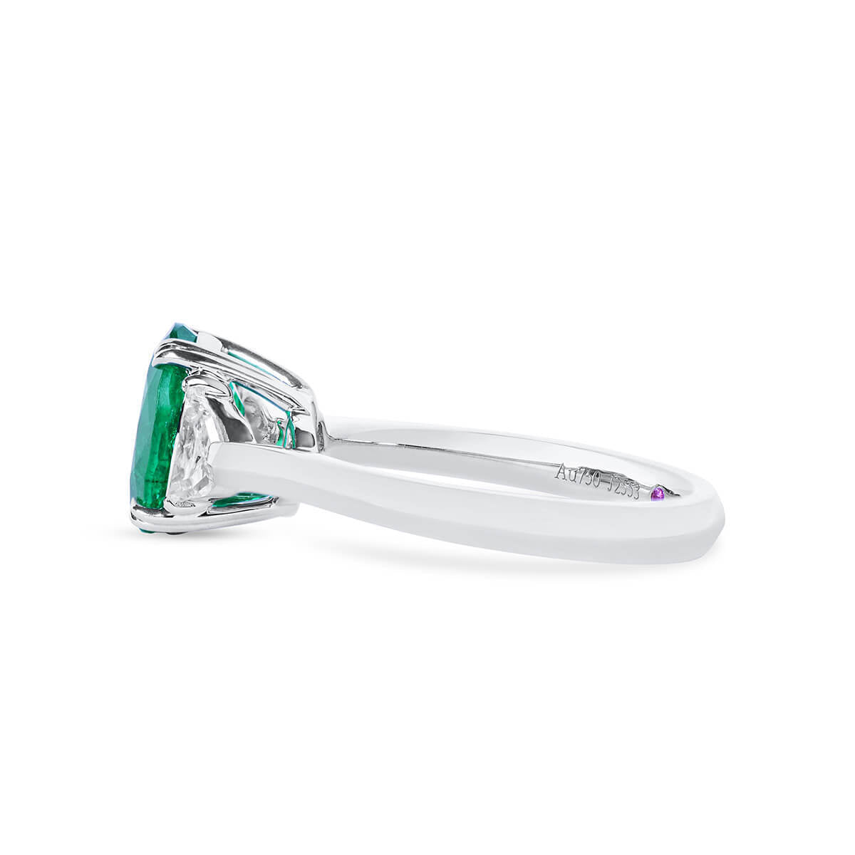 18K White Gold Statement Ring With 1.83 TCW Oval Shape Natural Emerald, GRS Certified