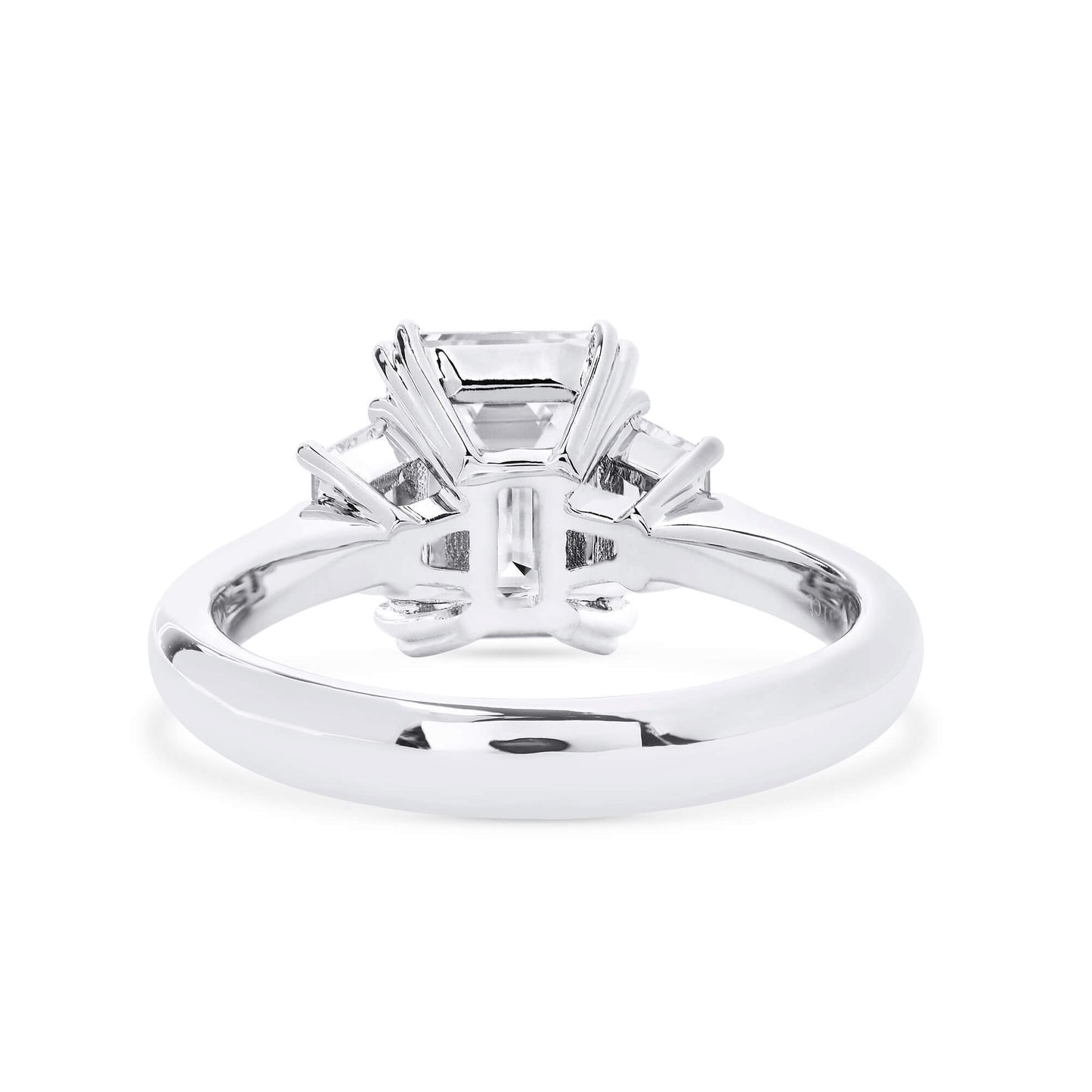 18K White Gold Statement Ring With 2.01 TCW Emerald Shape Natural Diamond, GIA Certified