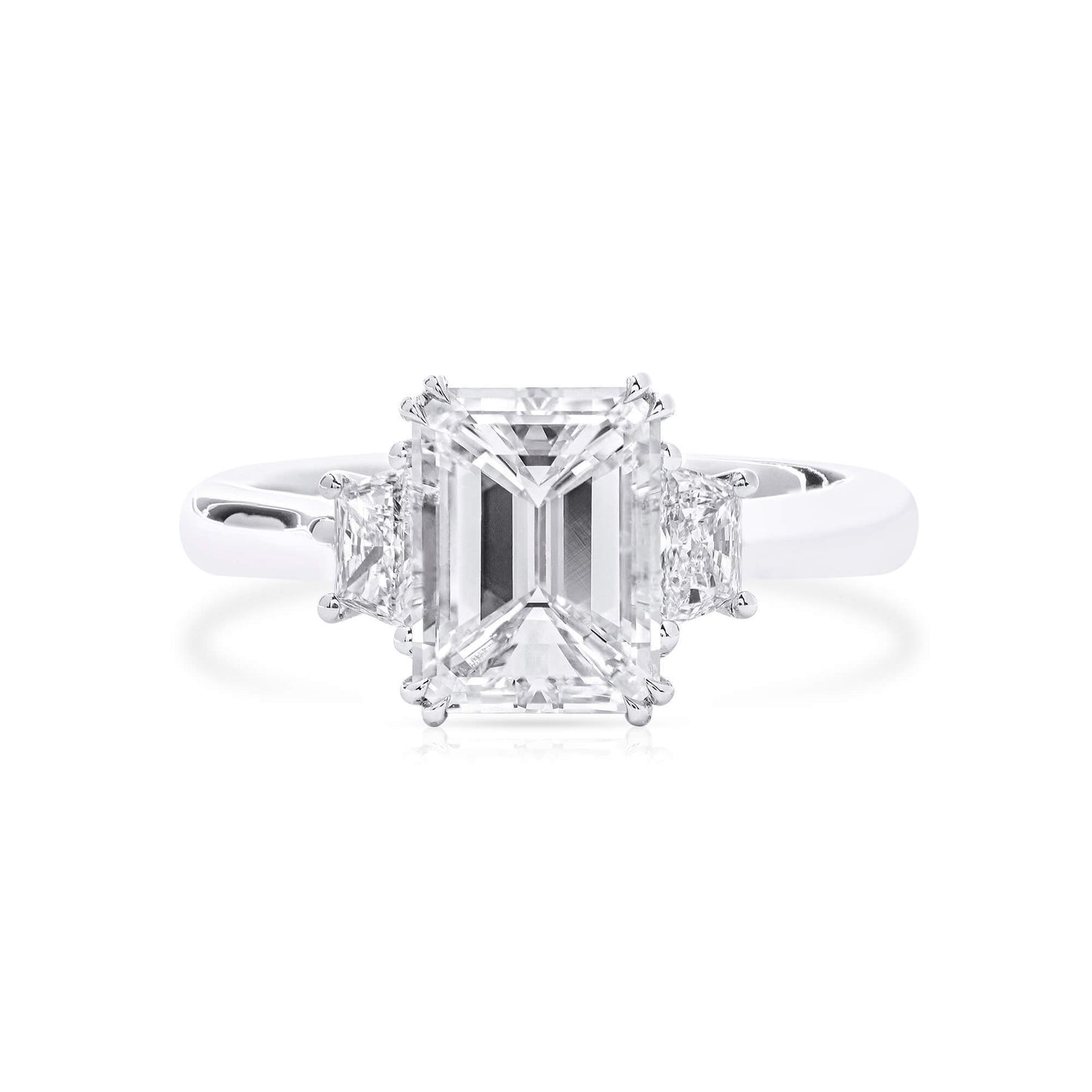 18K White Gold Statement Ring With 2.01 TCW Emerald Shape Natural Diamond, GIA Certified