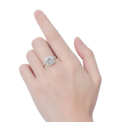 18K White Gold Statement Ring With 3.01 TCW Cushion Shape Natural Diamond, GIA Certified