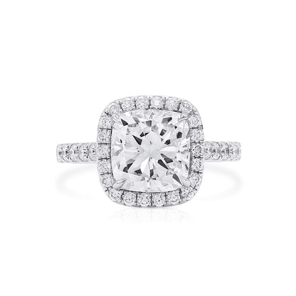 18K White Gold Statement Ring With 3.01 TCW Cushion Shape Natural Diamond, GIA Certified