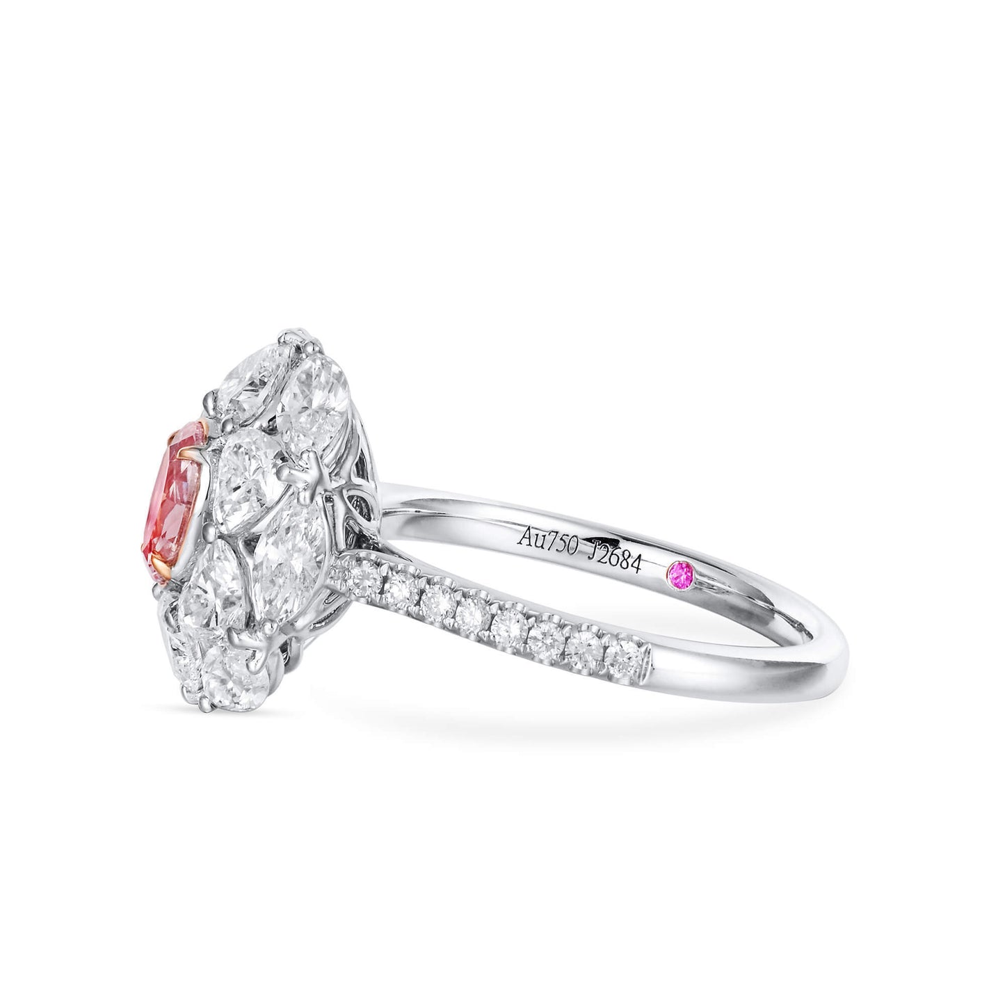 18K White & Rose Gold Statement Ring With 0.51 TCW Pink Oval Shape Natural Diamond, GIA Certified