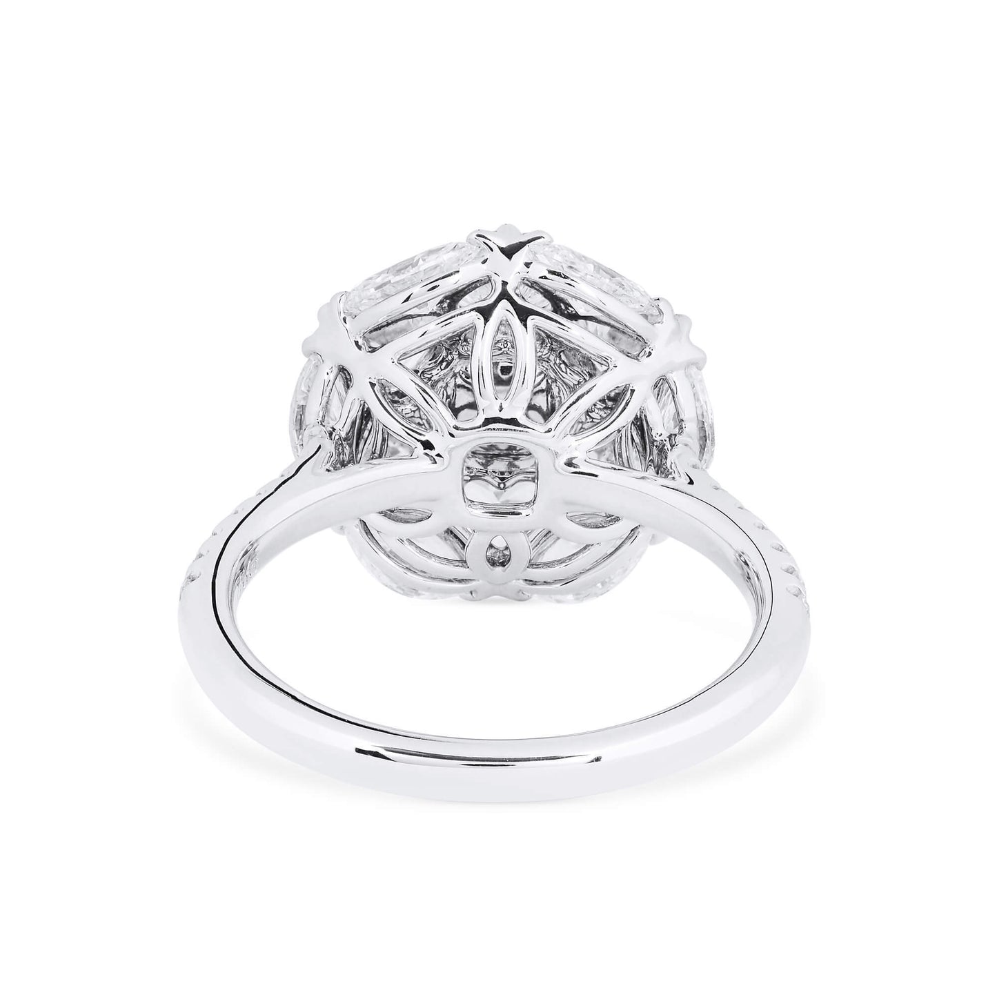 18K White & Rose Gold Statement Ring With 0.51 TCW Pink Cushion Shape Natural Diamond, GIA Certified