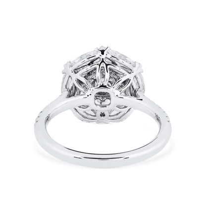 18K White & Rose Gold Statement Ring With 0.57 TCW Pink Cushion Shape Natural Diamond, GIA Certified