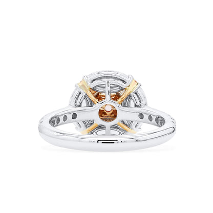 18K White & Rose Gold Statement Ring With 0.48 TCW Pink Radiant Shape Natural Diamond, GIA Certified