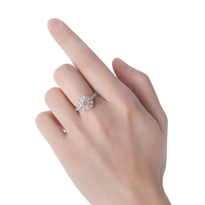 18K White & Rose Gold Statement Ring With 0.48 TCW Pink Radiant Shape Natural Diamond, GIA Certified