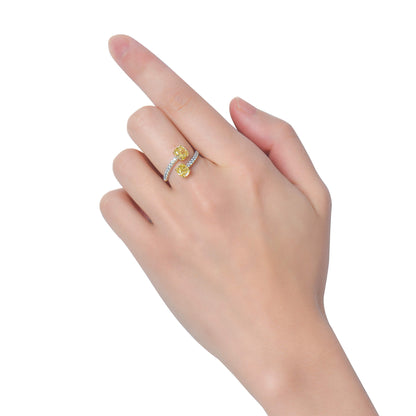 18K White & Yellow Gold Statement Ring With 2.02 TCW Yellow Cushion Shape Natural Diamond, GIA Certified