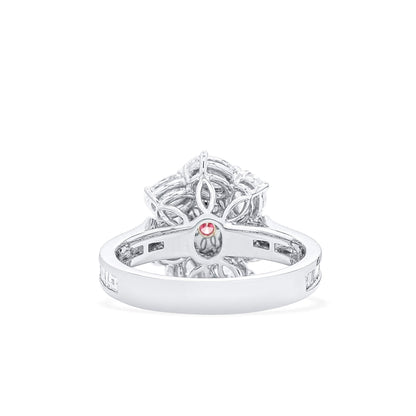 18K White & Rose Gold Statement Ring With 0.50 TCW Pink Oval Shape Natural Diamond, GIA Certified