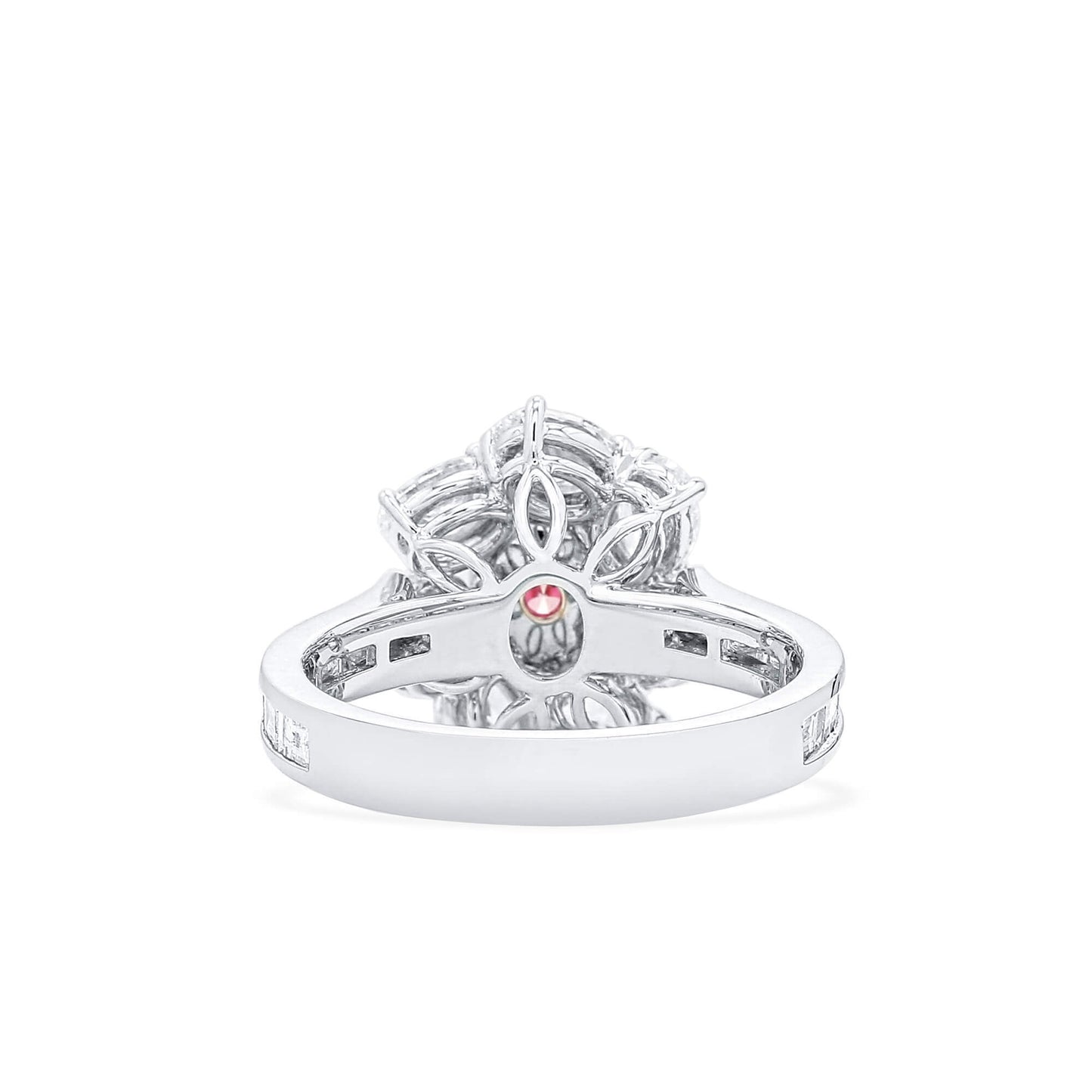 18K White & Rose Gold Statement Ring With 0.50 TCW Pink Oval Shape Natural Diamond, GIA Certified