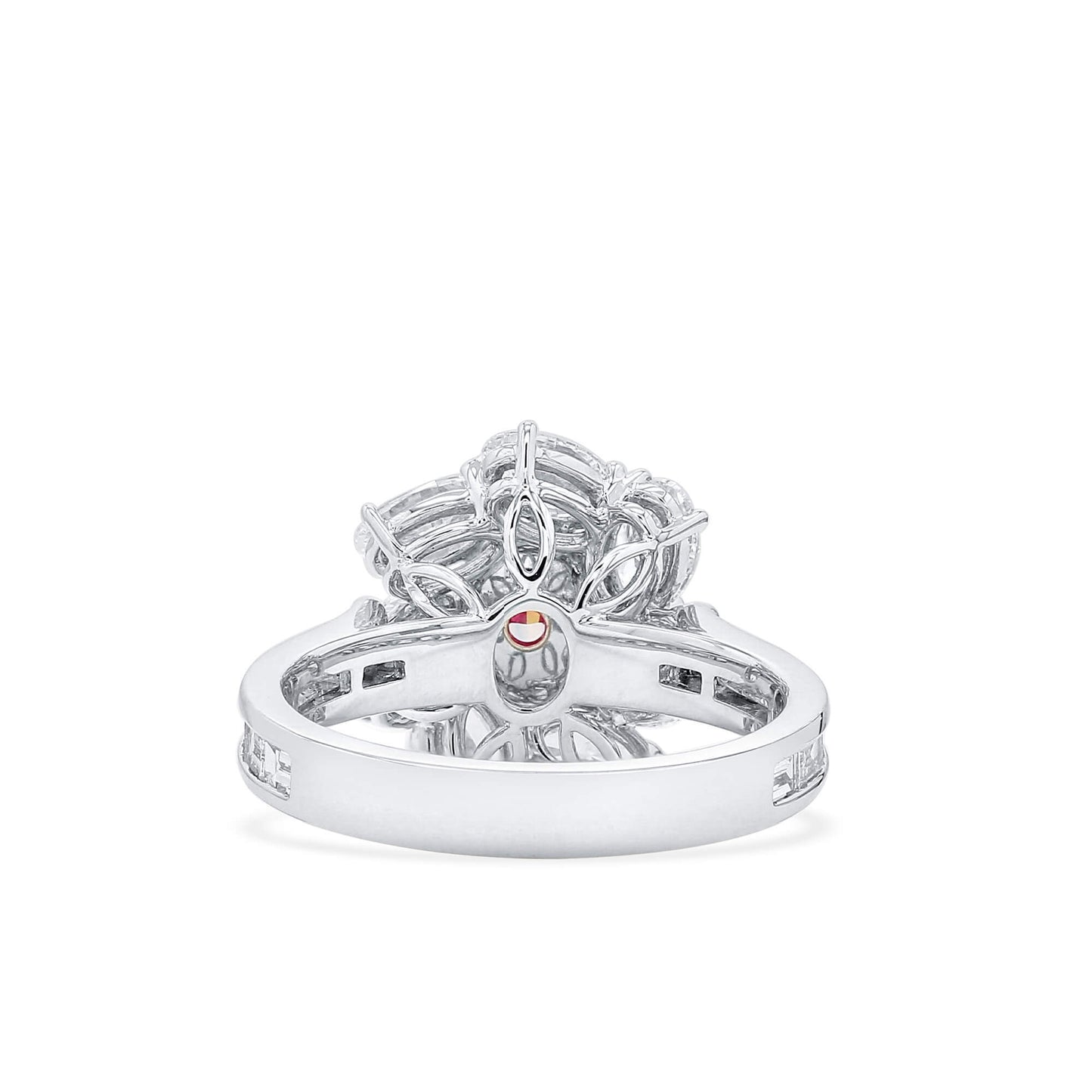 18K White & Rose Gold Statement Ring With 0.50 TCW Pink Oval Shape Natural Diamond, GIA Certified