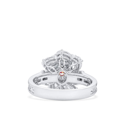 18K White & Rose Gold Statement Ring With 0.50 TCW Pink Oval Shape Natural Diamond, GIA Certified