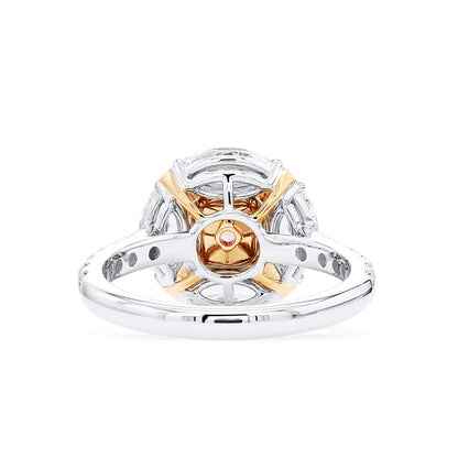 18K White & Rose Gold Statement Ring With 0.70 TCW Pink Cushion Shape Natural Diamond, GIA Certified