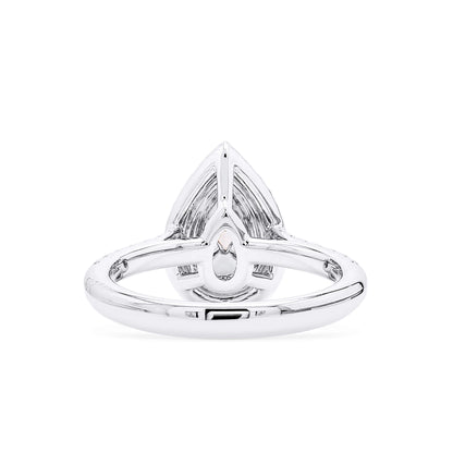 18K White & Rose Gold Statement Ring With 0.68 TCW Pink Pear Shape Natural Diamond, GIA Certified