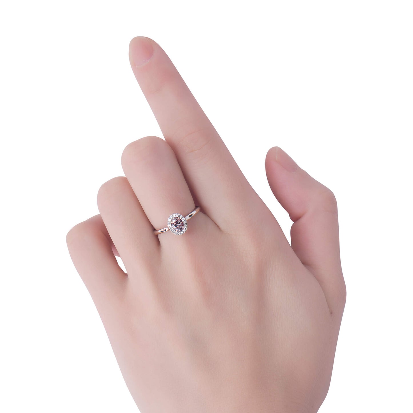 18K White & Rose Gold Statement Ring With 0.38 TCW Pink Oval Shape Natural Diamond, GIA Certified